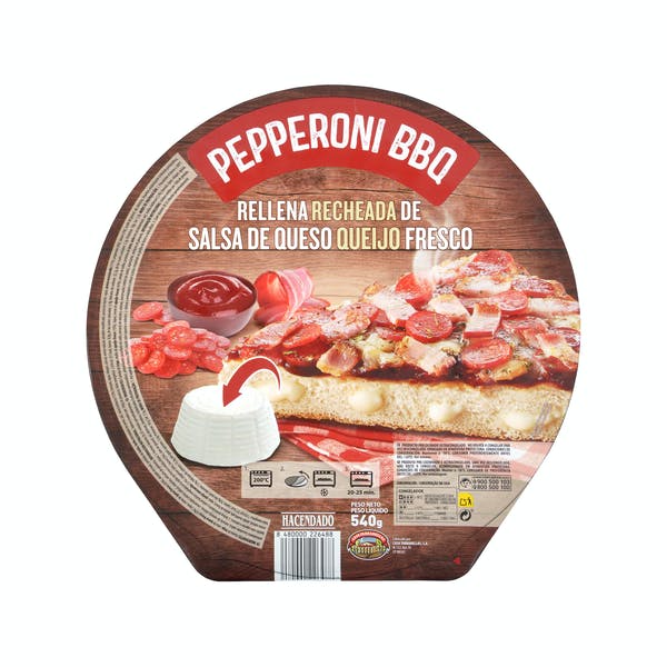Pizza Pepperoni BBQ rellena de salsa de queso