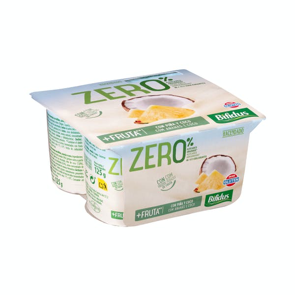 Yogur Bífidus Zero con trozos de piña y coco