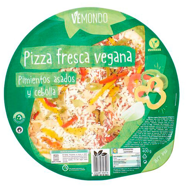 Pizza fresca vegana con verdura
